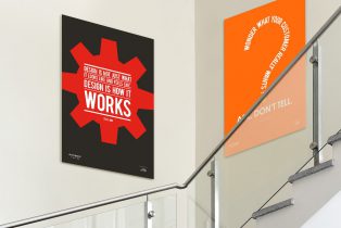 posters printed and installed in office stairways