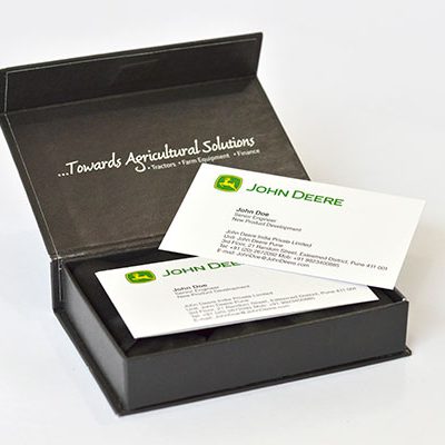 company visiting cards placed in a carefully handcrafted gift box