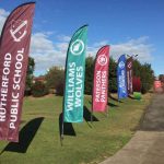 advertising flags with stand for outdoors