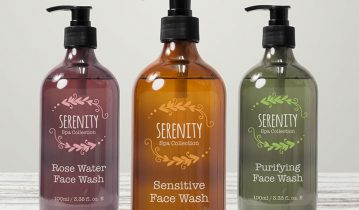 transparent labels printed on face wash bottles
