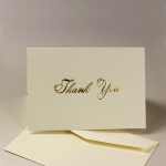 thank you envelopes with letters in gold foil