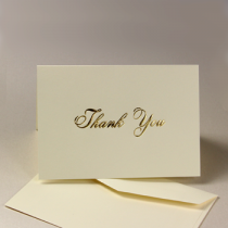 thank you envelopes with letters in gold foil